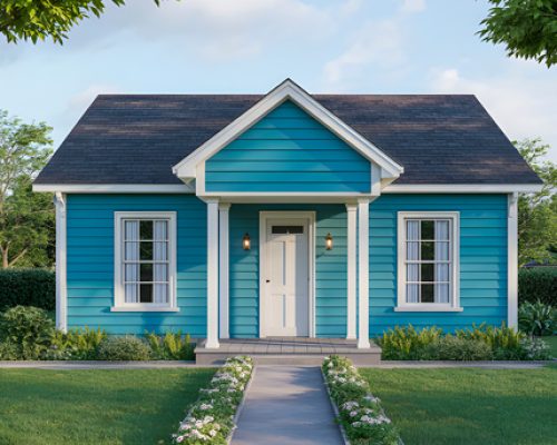 blue tiny house